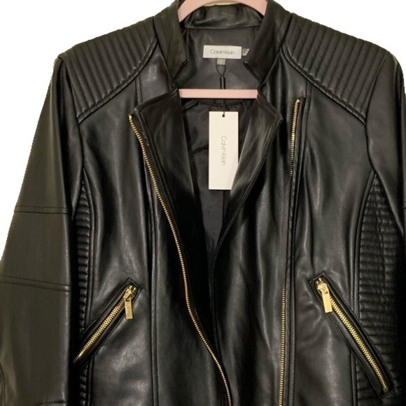 Calvin Klein Jackets & Blazers - Calvin Klein Faux-Leather Moto Jacket